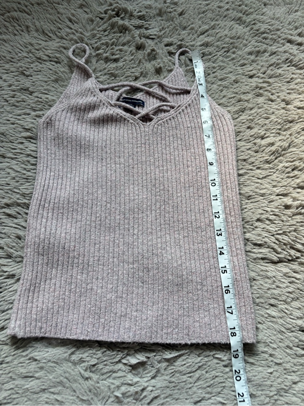 American Eagle V-Neck Strappy Knit Tank Top - Light Mauve medium - Picture 5 of 7